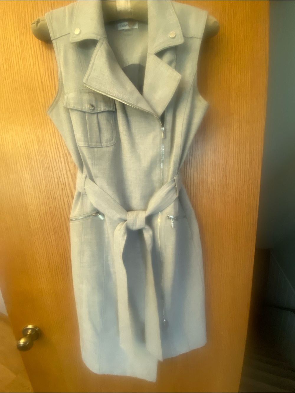 Calvin Klein Sleeveless Moto-Style Dress in Gray size 8